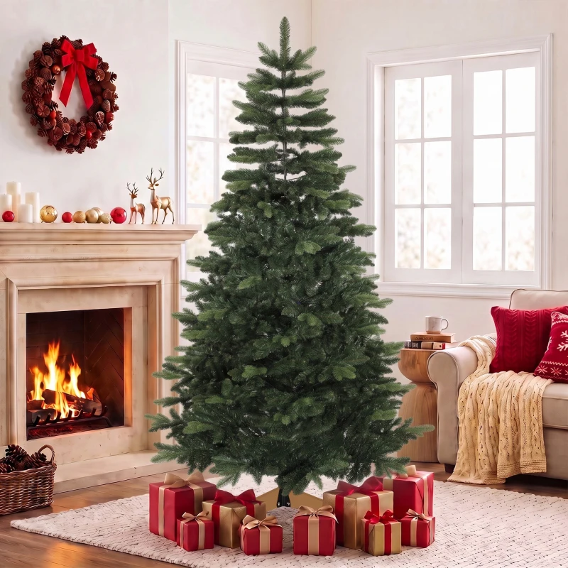 HOMCOM Árvore de Natal Artificial Abeto Nobre 1161 Ramos 210cm Verde