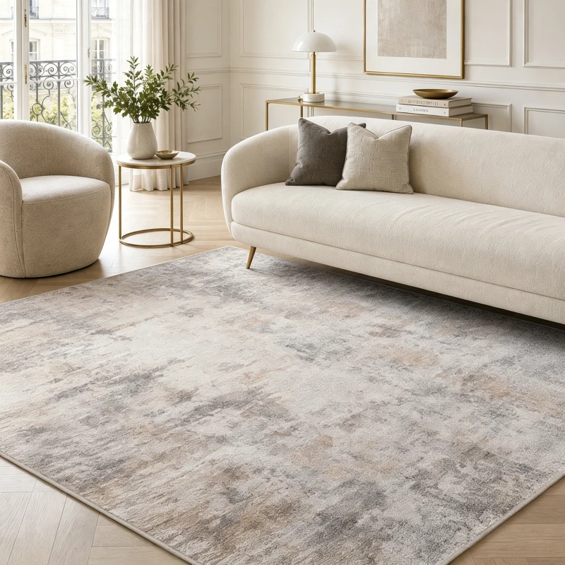 HOMCOM Alfombra de salón, poliéster, diseño artístico moderno, lavable, Marrón
