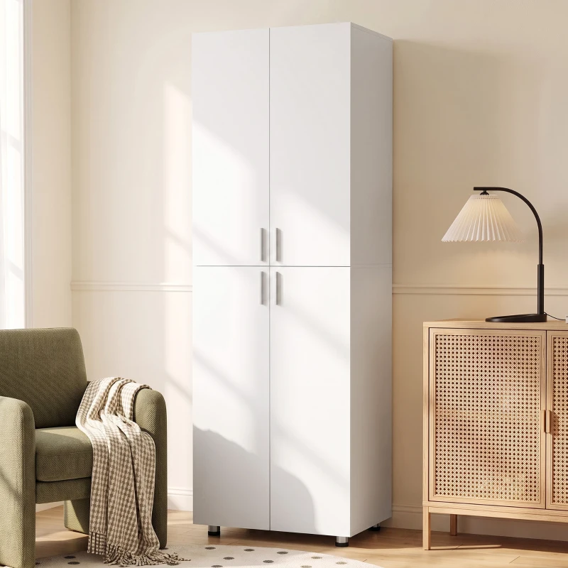 HOMCOM Guarda-roupa com 4 Portas Capacidade de Peso Total de 70 kg 60x34x180 cm Branco