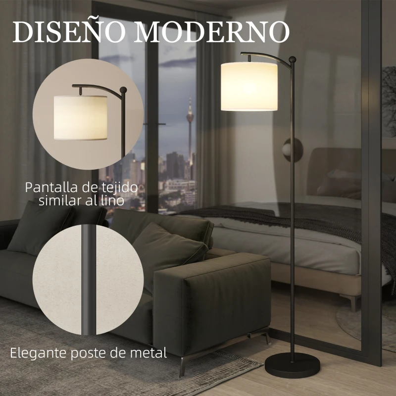HOMCOM Lámpara de Pie LED Regulable con Temperaturas de Color Ajuste Continuo Control Remoto Temporizador de 60 Minutos Negro