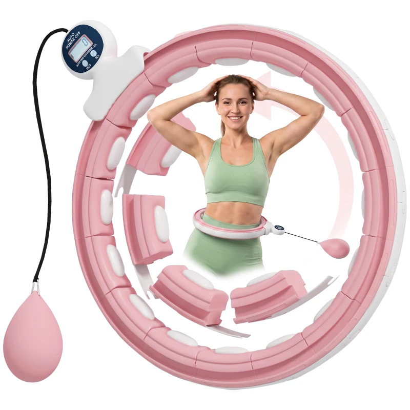 SPORTNOW Hula Hoop Cerceau avec Picots de Massage ajustable de 76 à 113 cm de tour de taille 16 segments amovibles, fitness