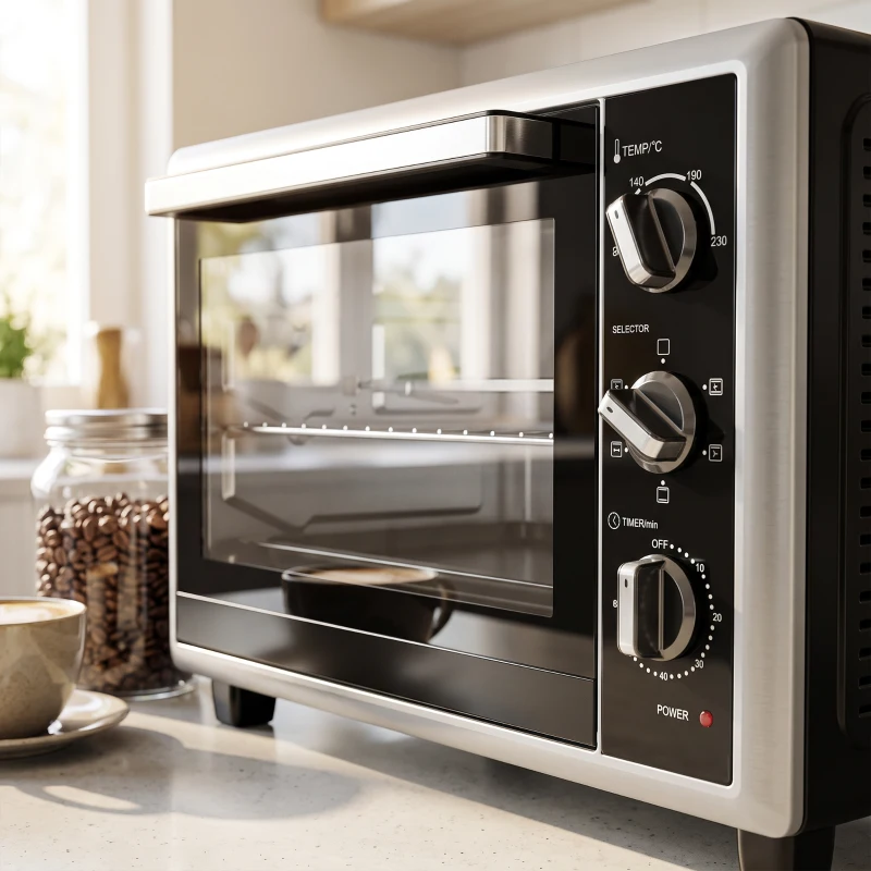 HOMCOM 46 L mini-oven met draaispit, hetelucht, temperatuurregeling en timer, 1800 W, zwart