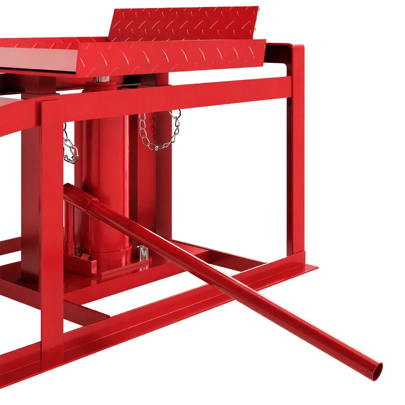 HOMCOM Lot de 2 Rampes d'Accès avec Cric Hydraulique 3T, Hauteur Réglable, Largeur d'Accès 230mm, 114x34,5x27cm, Rouge