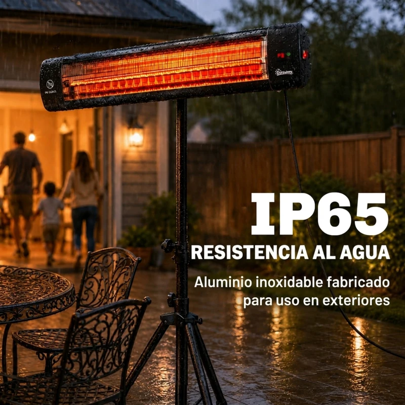 Outsunny Calefactor Infrarrojos Terraza de Pie 2500 W Trípode Regulable IP65 Control Táctil/Remoto 3 Niveles Calor Temporizador