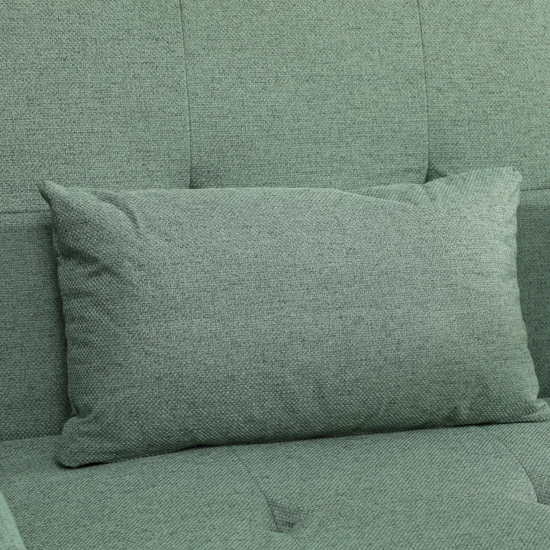 HOMCOM Sofá Convertible 2 Plazas 3 en 1, Sofá Cama Clic Clac 160 cm, Respaldo Ajustable, Asiento Amplio, 2 Cojines, Verde