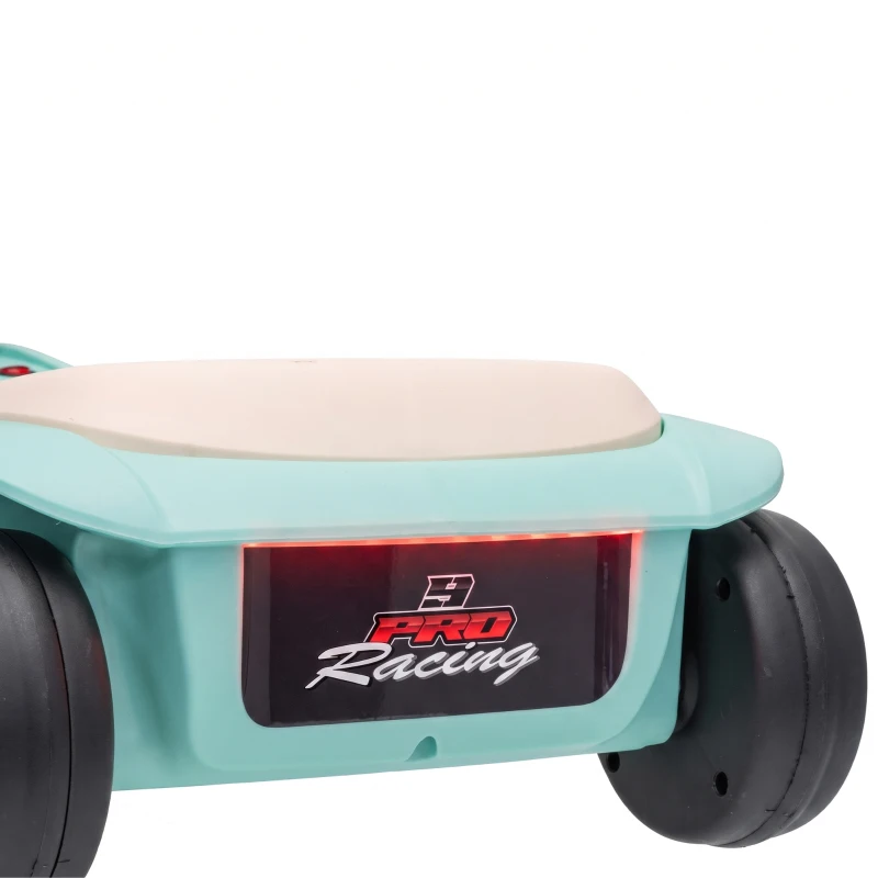 AIYAPLAY 12V Electric Wiggle Car with Pedal, Kids Electric Car with 2 Speeds, Soft Start, Music, Lights for 3-5 Years, Light Blue