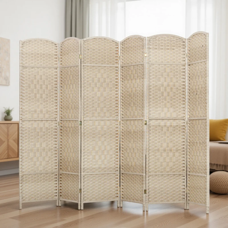 HOMCOM Paravent intérieur en bois 6 panneaux séparateur de pièce pliable pour salon chambre 270 x 180 cm Chêne