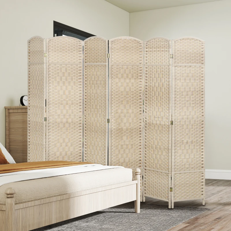 HOMCOM Paravent intérieur en bois 6 panneaux séparateur de pièce pliable pour salon chambre 270 x 180 cm Chêne