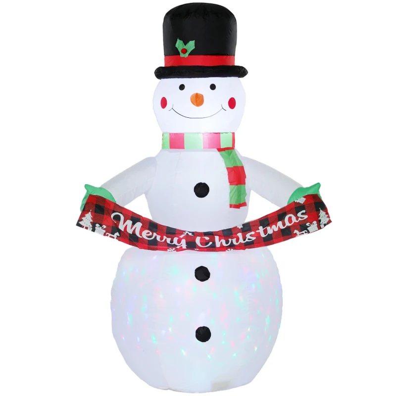 Outsunny Om de Zăpadă Gonflabil de Crăciun 205 cm cu Lumini LED și Muzică Decorațiune de Crăciun pentru Grădină Curte Terasă Casă