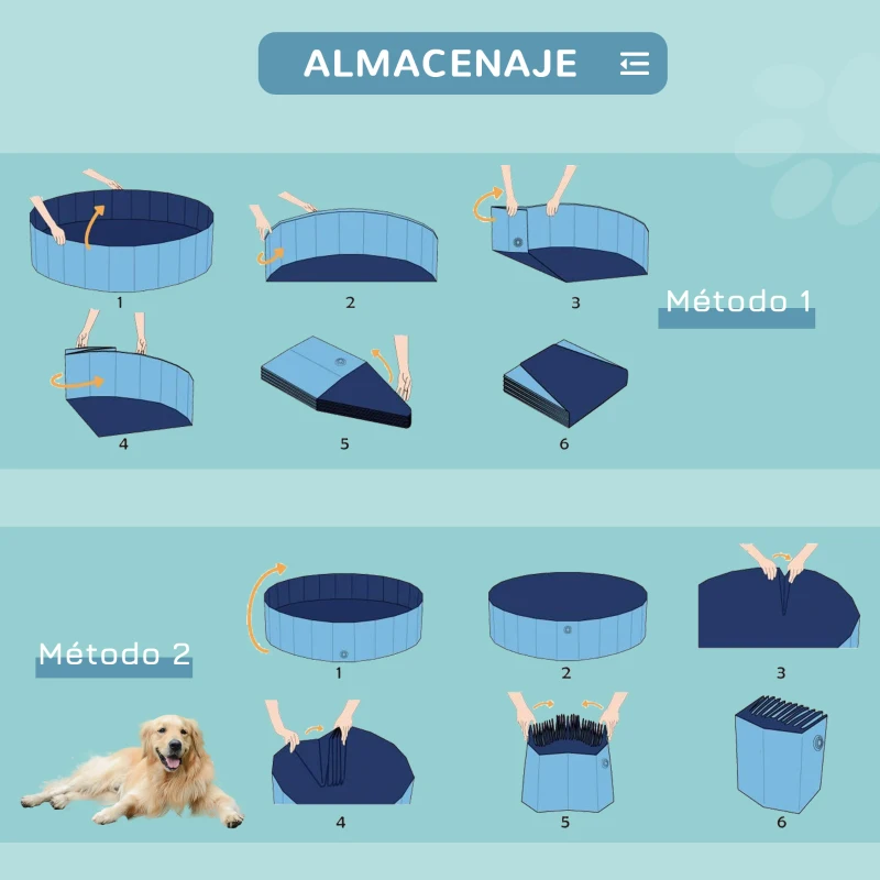 PawHut Piscina Plegable para Perros Gatos Ø140x30 cm Bañera Portátil para Mascotas PVC Antideslizante Múltiples Usos Color Azul