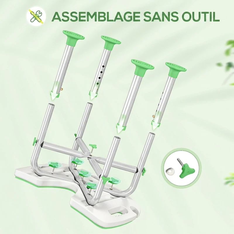 HOMCOM Tabouret de Douche, Hauteur Ajustable 39-51,5 cm, Barre d'Appui à Ventouse, Patins à Ventouse, Vert