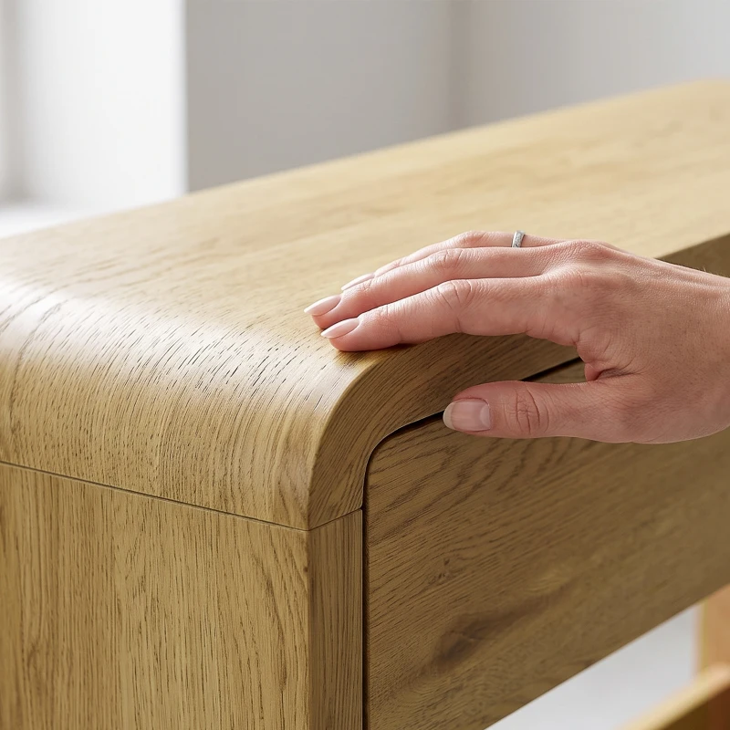 HOMCOM Mesa Consola com 2 Gavetas, Móvel Consola, 100 x 30 x 85 cm, Cantos Arredondados e Tampo Espesso, Madeira Natural