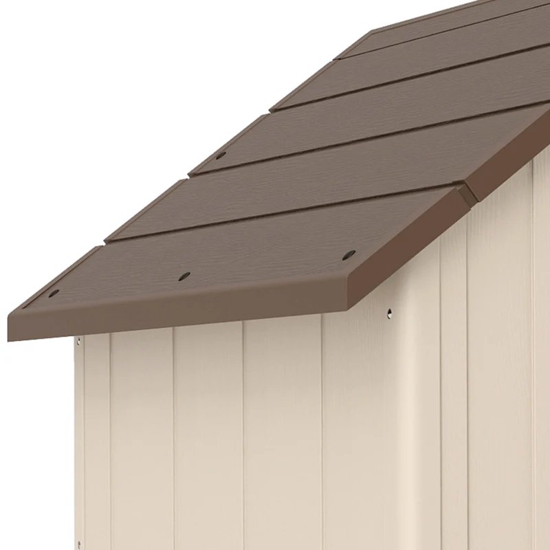 PawHut Niche pour chien extérieur, maison chien en polypropylène imperméable, ventilé, plancher surélevé, beige