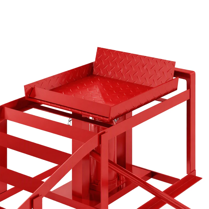 HOMCOM Lot de 2 Rampes d'Accès avec Cric Hydraulique 3T, Hauteur Réglable, Largeur d'Accès 230mm, 114x34,5x27cm, Rouge