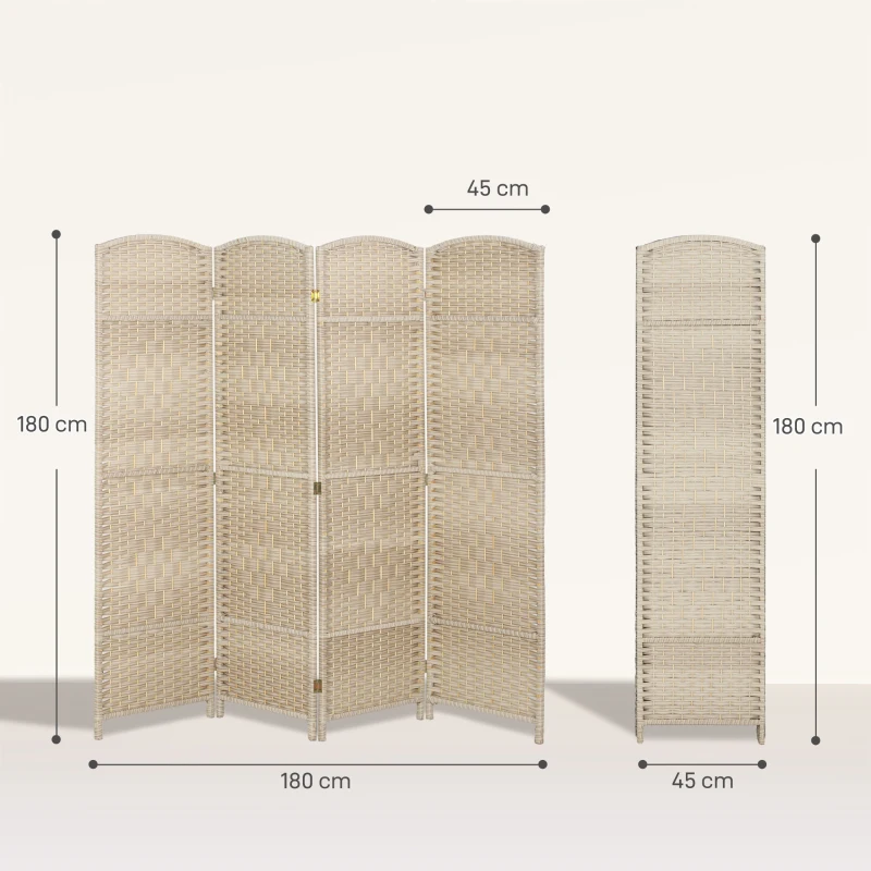 HOMCOM Paravent intérieur en bois 4 panneaux séparateur de pièce pliable pour salon chambre 180 x 180 cm chêne