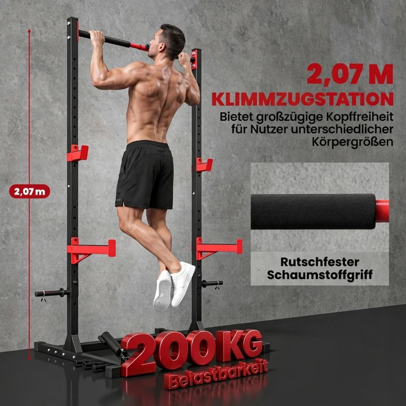 SPORTNOW Power Tower Squat Rack Klimmzugstange Freistehend mit verstellbare Breite Scheibenhalter Landmine