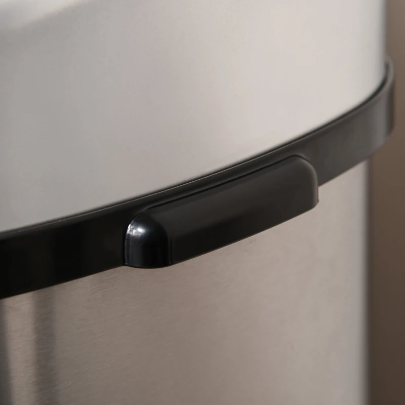 HOMCOM Poubelle de Cuisine Automatique 58L en Acier Inoxydable, Mouvement Sans Contact ou Ouverture Manuelle, Argent