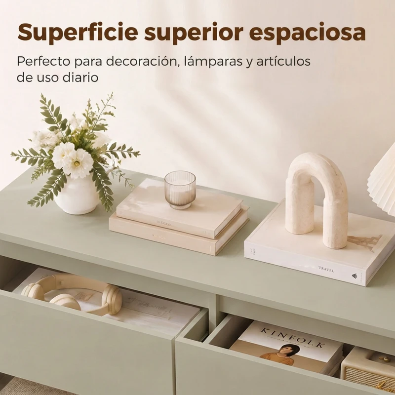 HOMCOM Cómoda de 6 Cajones Sinfonier Moderno, Soporte para TV hasta 47 Pulgadas 100x35x69 cm Marrón Claro