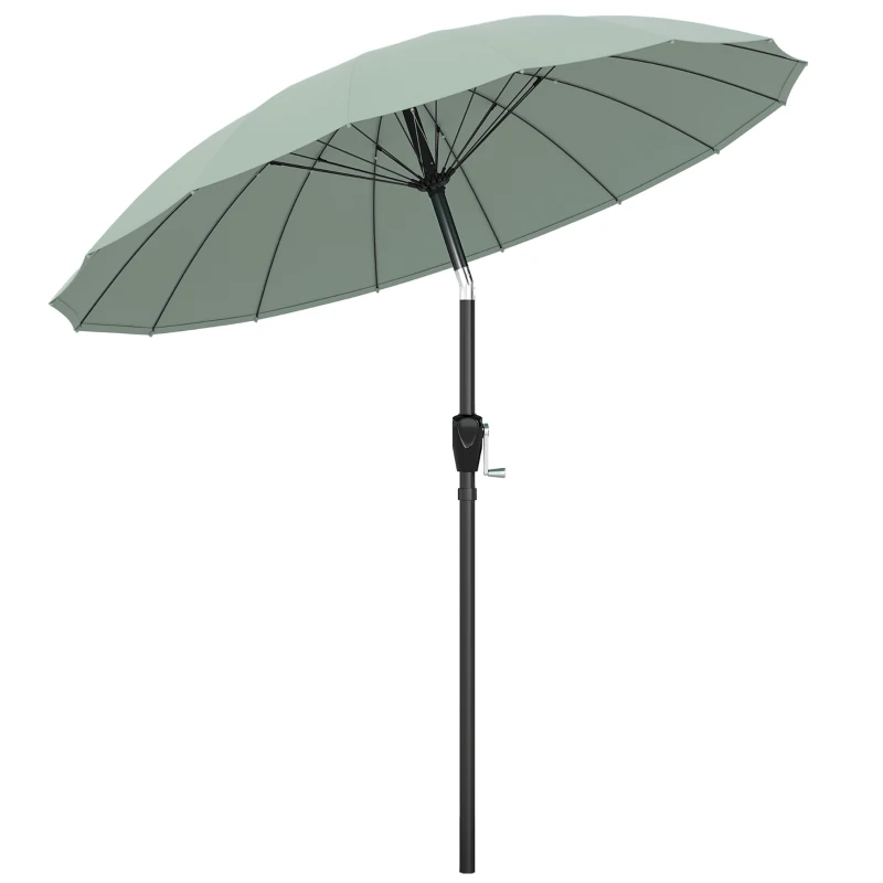 Outsunny 2 m Shanghai Garden Parasol Umbrella with 16 Fibreglass Ribs, Outdoor Parasol Sun Shade with Crank & Tilt, Turquoise