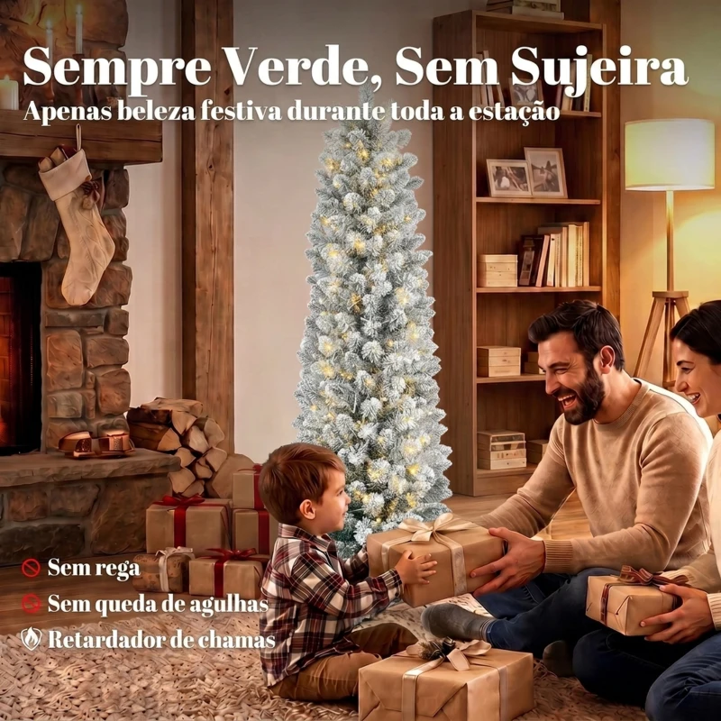 HOMCOM Árvore de Natal Nevada com 150 Luzes LED 150 cm 8 Modos 250 Pontas Verde e Branco