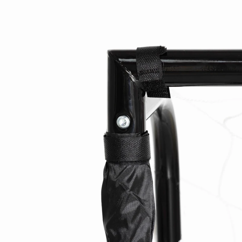 HOMCOM Poartă de Fotbal de Exterior din Metal, cu Țintă și Stâlpi din Material Oxford, 186 x 62 x 123 cm, Negru