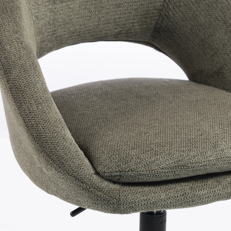 HOMCOM Silla de Oficina Ergonómica en Chenilla, Altura Regulable, Reposabrazos Integrados, Gira 360°, 59x60x79-89cm, Verde Oscuro