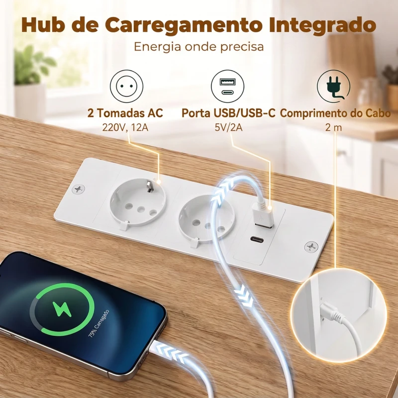 HOMCOM Carrinho de Cozinha com Rodas Estação de Carregamento Armário Organizador Extraível Porta-Especiarias e Barra para Panos 80x40x88 cm Branco