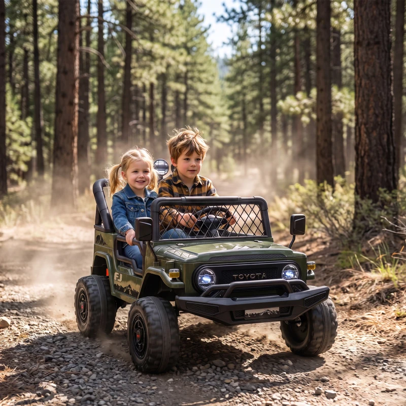 AIYAPLAY Toyota FJ 24V elektrische kinderauto met afstandsbediening, 200W motor, lithium-accu, 2-zits, 3-8 jaar