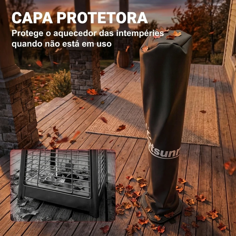 Outsunny Aquecedor de Infravermelhos para Terraço 2000 W de Chão ou Parede com Comando, 8 Níveis, Temporizador e Desligamento por Inclinação