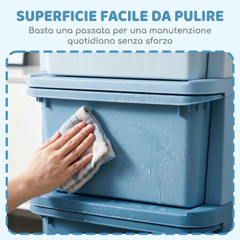 HOMCOM Cassettiera 6 Cassetti per Bambini 3-6 Anni con Bordi Arrotondati, Mobile Portagiochi in PP, 37x37x56.5cm, Blu