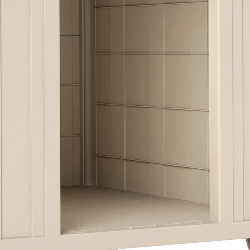 PawHut Niche pour chien extérieur, maison chien en polypropylène imperméable, ventilé, plancher surélevé, beige
