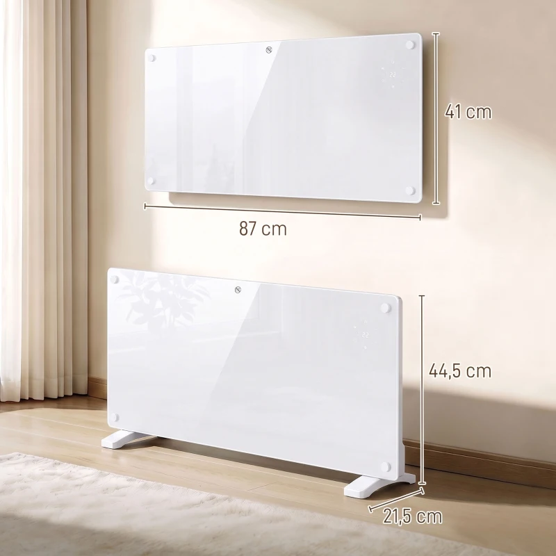 HOMCOM Aquecedor Elétrico 2000 W Termoconvector Elétrico de Parede e Chão Compatível com Alexa Branco