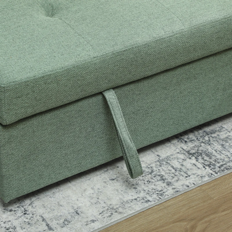 HOMCOM Sofá Convertible 2 Plazas 3 en 1, Sofá Cama Clic Clac 160 cm, Respaldo Ajustable, Asiento Amplio, 2 Cojines, Verde