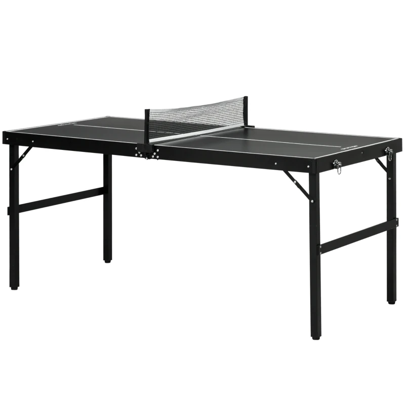 SPORTNOW Tavolo Ping Pong Pieghevole con Maniglia da Trasporto, in Alluminio e Legno, 152x76x72 cm, Nero