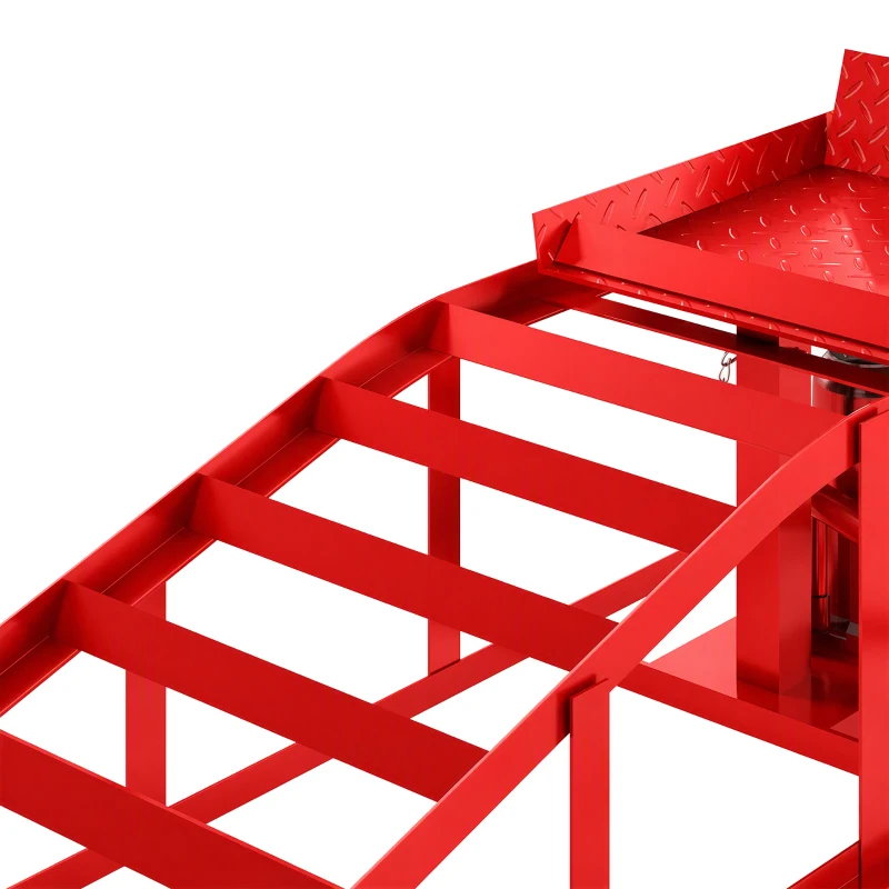 HOMCOM Lot de 2 Rampes d'Accès avec Cric Hydraulique 3T, Hauteur Réglable, Largeur d'Accès 230mm, 114x34,5x27cm, Rouge