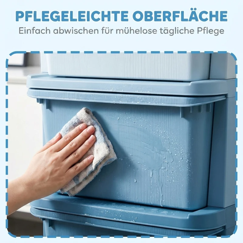 HOMCOM Aufbewahrungsboxen für Kinder, 4 Schubladen, abgerundete Kanten, erhöhtes Design, Kunststoff, Blau