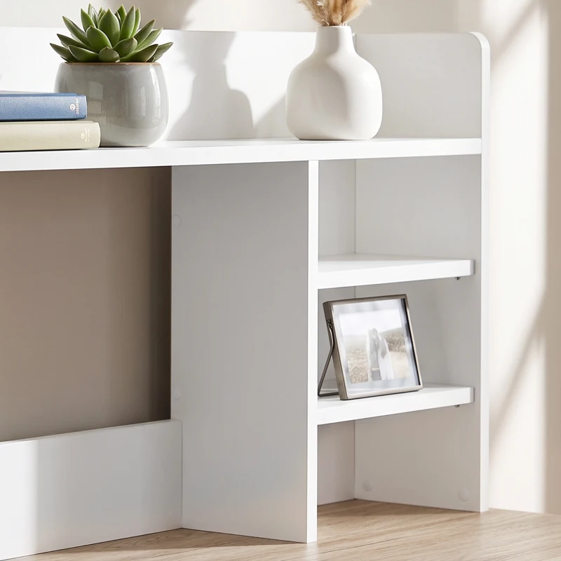 HOMCOM Escritorio para Ordenador con 3 Cajones, 120x55cm, Escritorio con Almacenamiento, Estantes Abiertos y Gran Superficie, Roble y Blanco