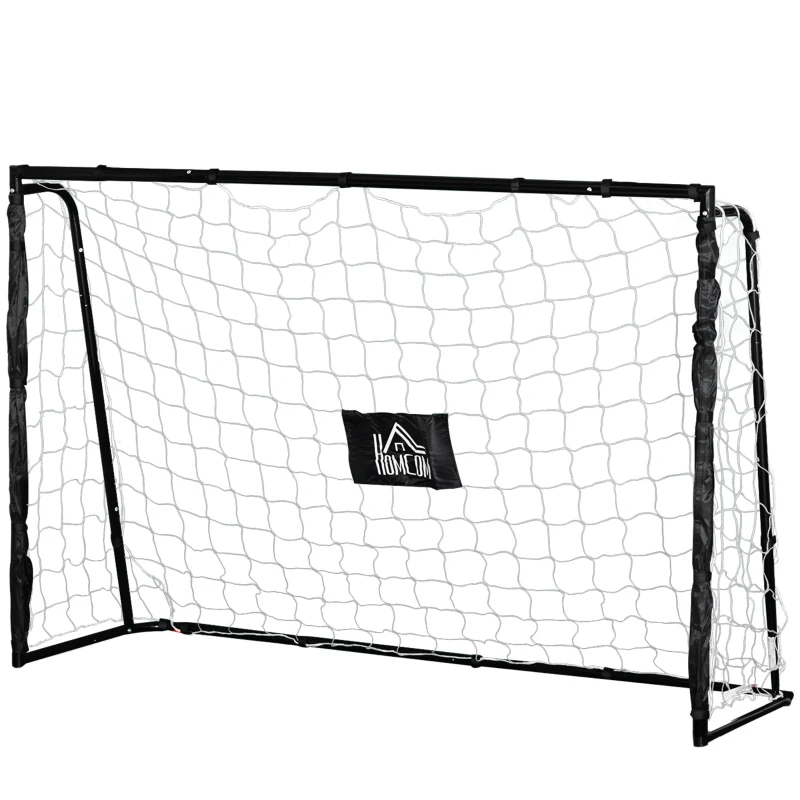 HOMCOM Poartă de Fotbal de Exterior din Metal, cu Țintă și Stâlpi din Material Oxford, 186 x 62 x 123 cm, Negru