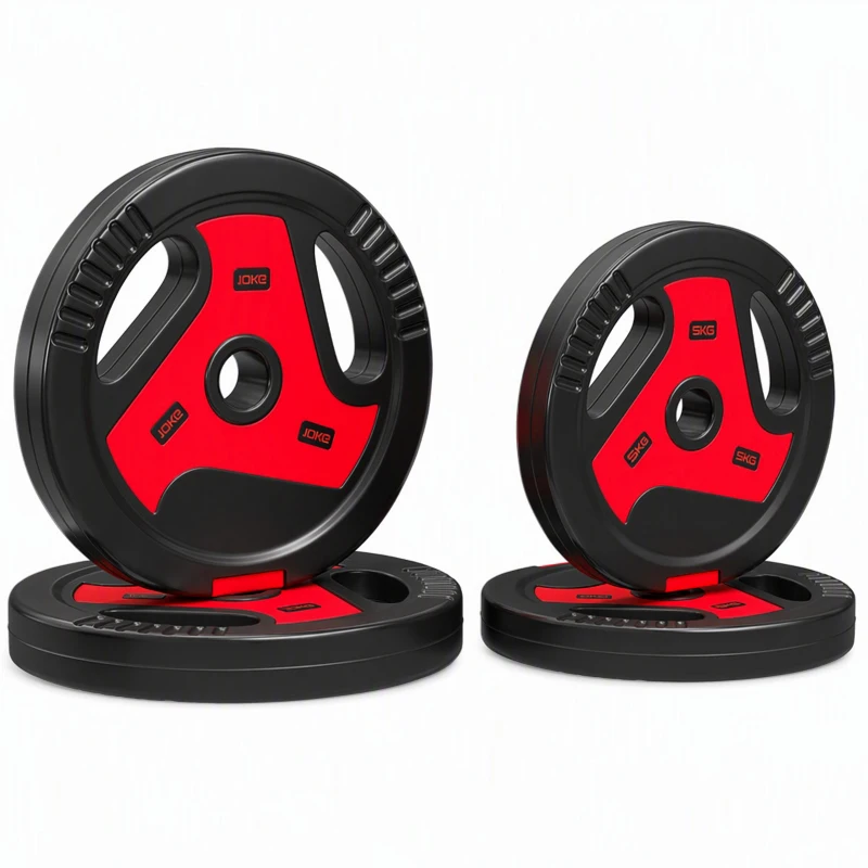 SPORTNOW Lot de 4 disques 2 x 10/5 kg, set de disques avec poignées, Noir+Rouge