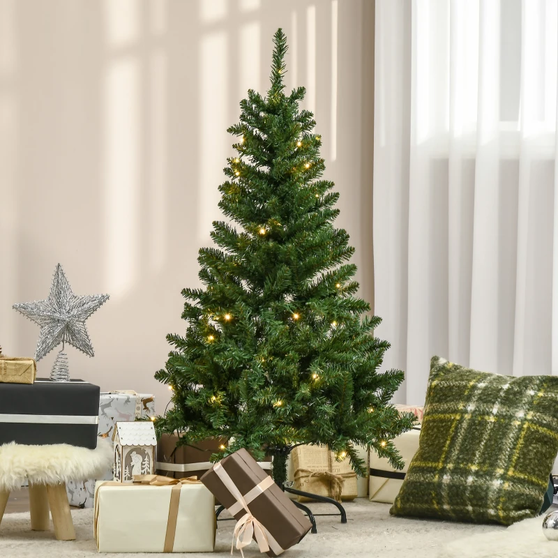 HOMCOM 4FT Prelit Artificial Christmas Tree w/ Warm White Light Home Xmas Decoration