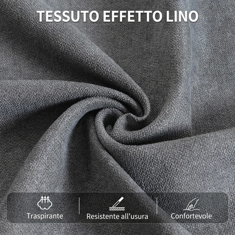 HOMCOM Poltrona Reclinabile Manuale in Tessuto Effetto Lino con Poggiapiedi e Braccioli Imbottiti, Grigio Scuro
