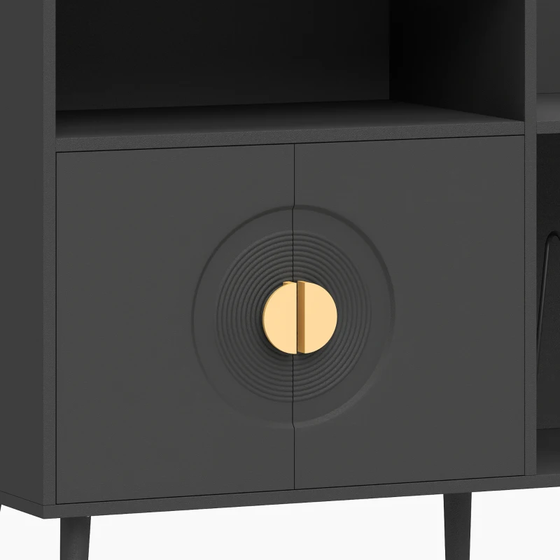 HOMCOM Record Player Stand, Vinyl Record Holder with Storage Holds Up to 300 Albums with Flip-Top Compartment, Black