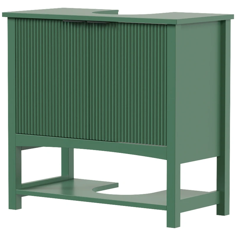 HOMCOM Dulap Sub Lavoar cu 2 Uși, Raft Deschis și Design Modern, 65x32x62 cm, Verde