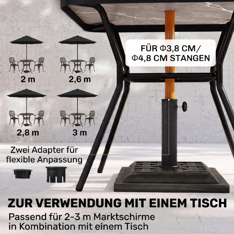 Outsunny Pied de parasol, socle parasol extérieur en résine 9 kg, pour mât de Ø 38/48 mm, pour terrasse, 44 x 44 x 33 cm, bronze