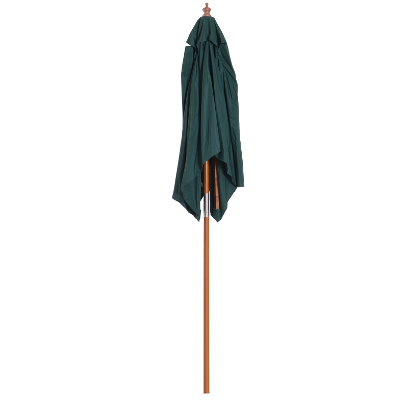 Outsunny Parasol de jardin extérieur Parasol rectangulaire inclinable bois polyester haute densité 2L x 1,5l x 2,3H m vert foncé