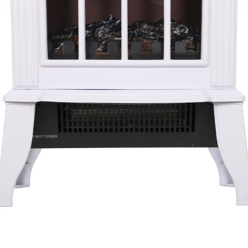 HOMCOM Freestanding Electric Fireplace, Electric Log Burner w/ LED Flame Effect, Overheating Safety System, 1000W/2000W, White