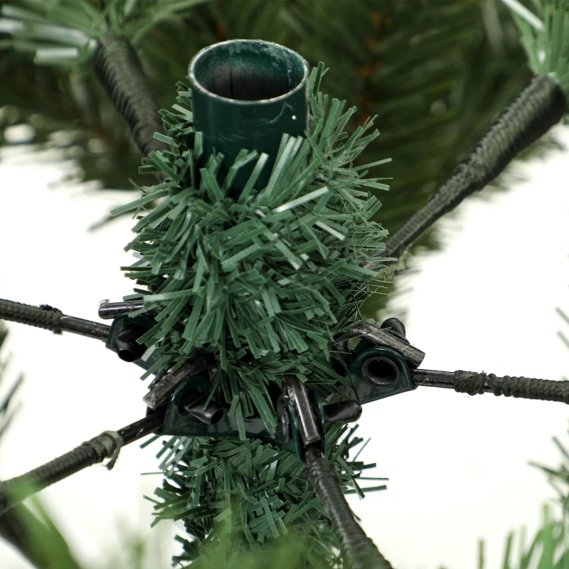HOMCOM Sapin de Noël Artificiel 180 cm, Arbre de Noël, 2081 Branches Articulées en PE et PVC Ignifuge, Support en Bois Robuste