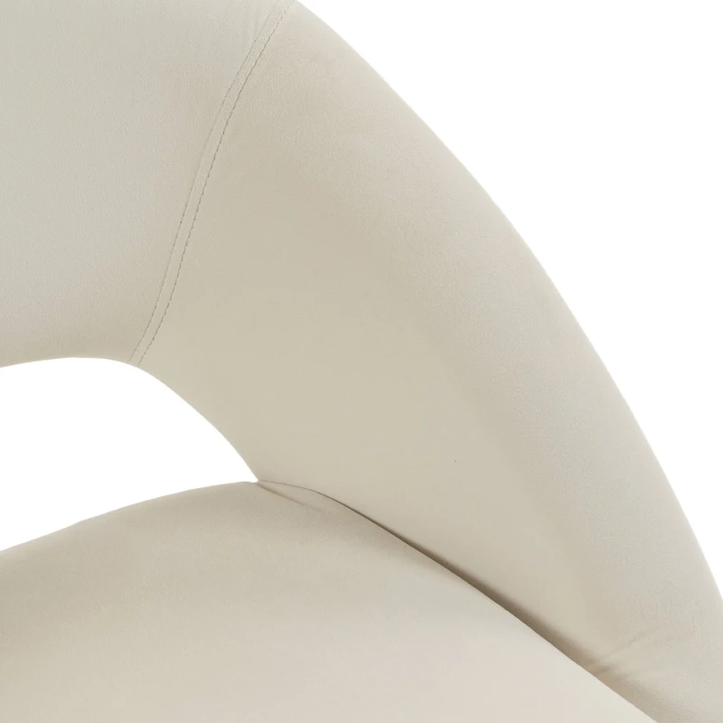 HOMCOM Velvet Desk Chair, Modern Office Chair with Height-Adjustable, Wheels, for Home Study Bedroom, Cream