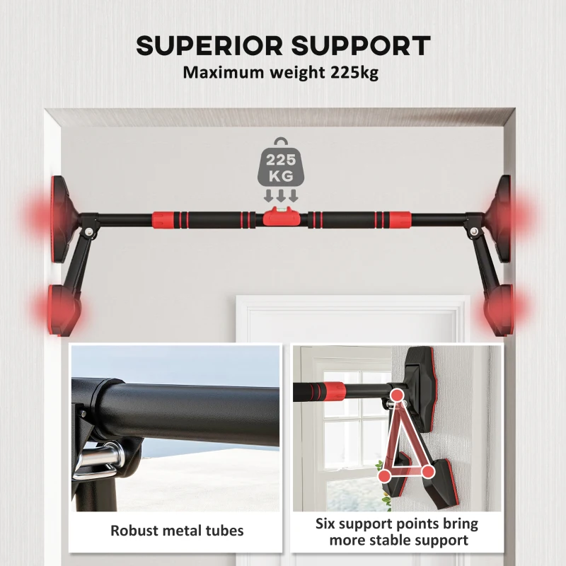 SPORTNOW Pull up Bar Doorway 79-107cm, No Screw Chin up Bar 225kg Capacity, with Level Gauge, Triangle Support, for Home Workout