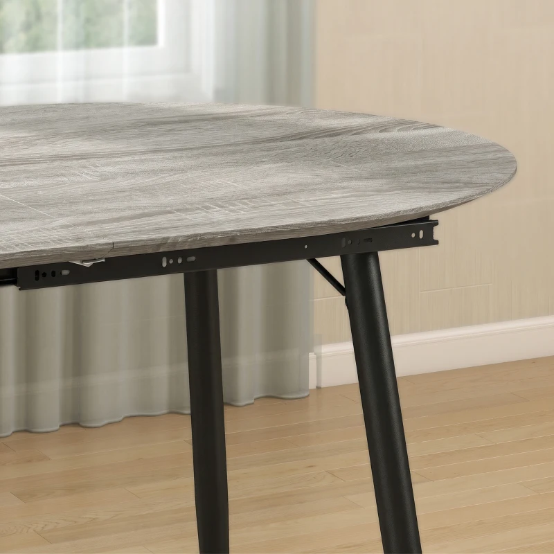 HOMCOM Uitschuifbare ovale eettafel voor 4-6 personen, verlengbare moderne keukentafel met metalen frame, grijs
